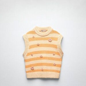 Zara Embroidered Floral Striped Sweater